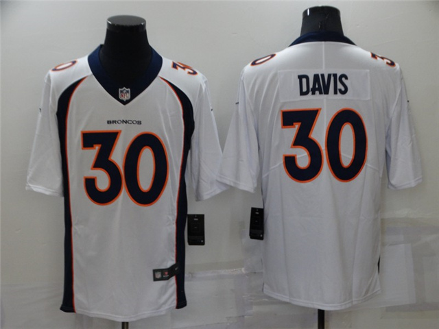 Denver Broncos #30 Terrell Davis White Vapor Limited Jersey - Click Image to Close